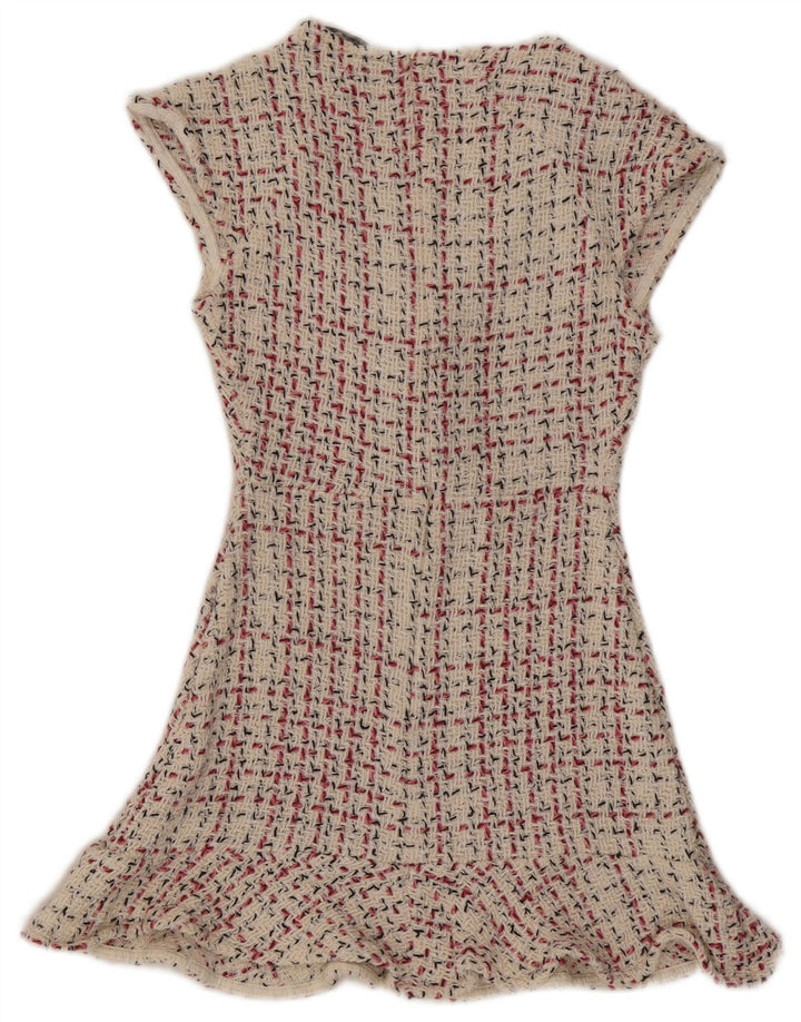 Zara Womens A-Line Dress UK 8 Small Beige Check