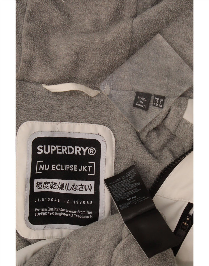 Superdry Womens Hooded Oversized Windbreaker Jacket UK 10 Small White