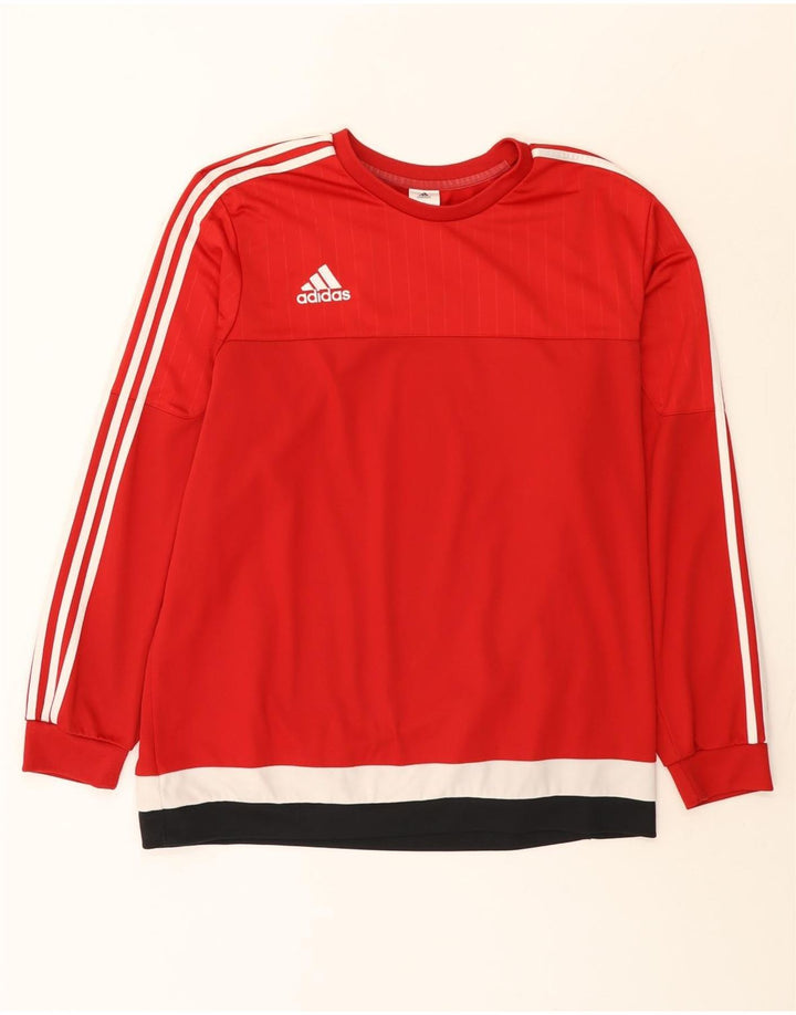 Adidas Mens Top Long Sleeve 2XL Red Colourblock Polyester