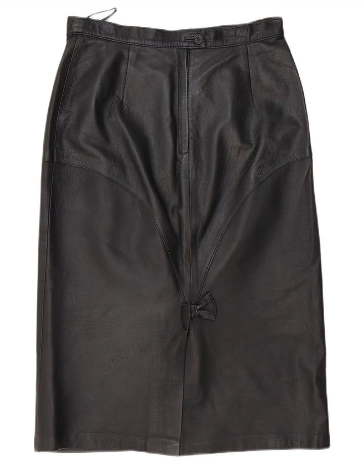 Vintage Womens Leather Skirt EU 40 Medium W30 Black Leather