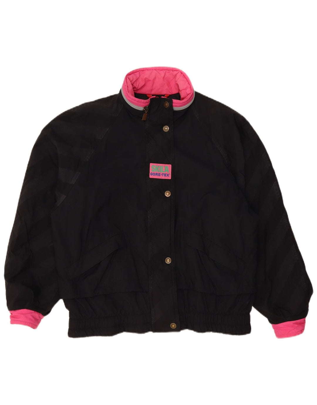 Skila Womens Oversized Windbreaker Jacket EU 36 Small Black Colourblock