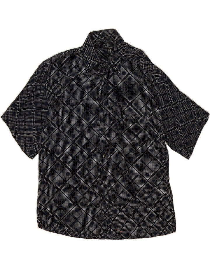 TIPO' S Mens Short Sleeve Shirt Medium Navy Blue Argyle/Diamond Viscose Vintage Tipo' S and Second-Hand Tipo' S from Messina Hembry 
