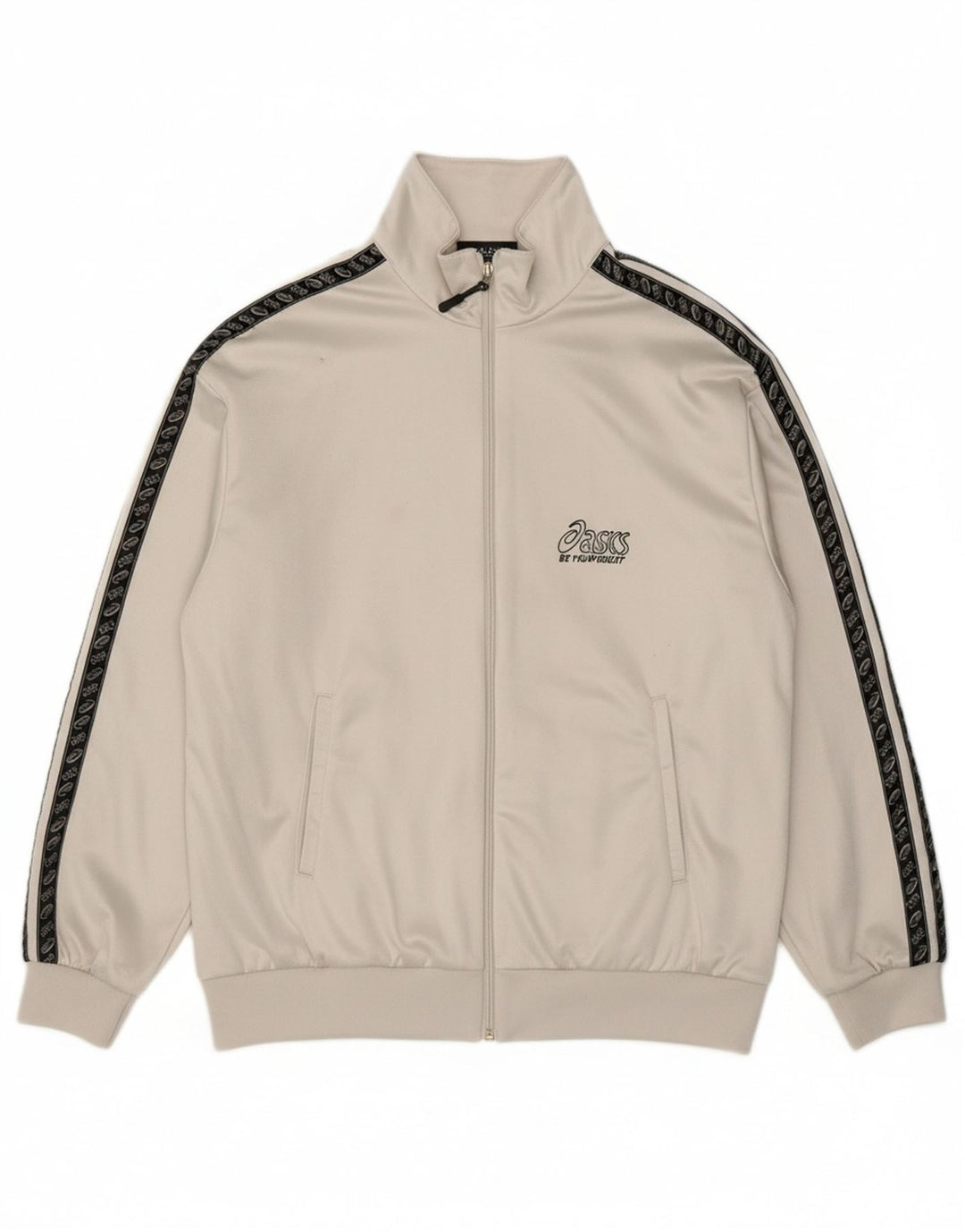 ASICS Mens Graphic Tracksuit Top Jacket IT 50 Medium White Colourblock Vintage Asics and Second-Hand Asics from Messina Hembry 
