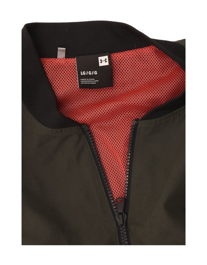 Under Armour Mens Graphic Bomber Jacket UK 40 Large Khaki