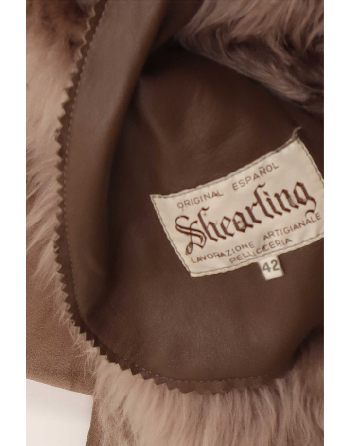 Vintage Womens Shearling Coat IT 42 Medium Brown