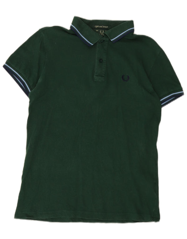 FRED PERRY Mens Light and Stretch Polo Shirt Small Green Cotton