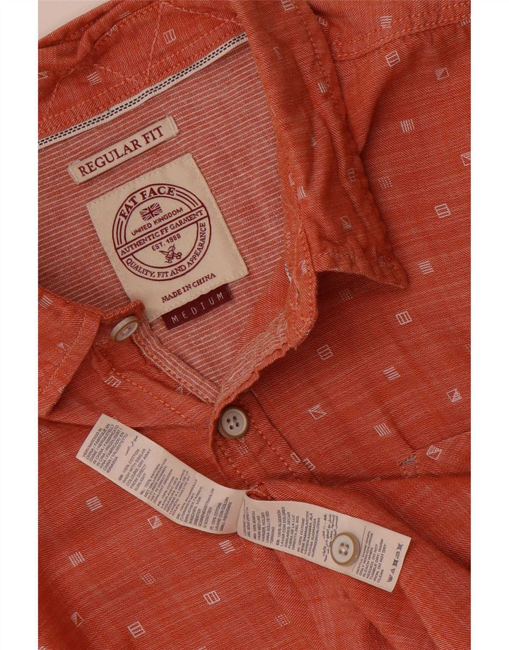 Fat Face Mens Short Sleeve Regular Fit Shirt Medium Orange Spotted Cotton