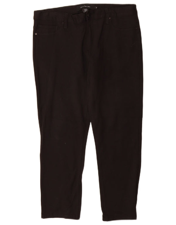 CALVIN KLEIN Womens Slim Casual Trousers US 12 Large W30 L26 Black Viscose