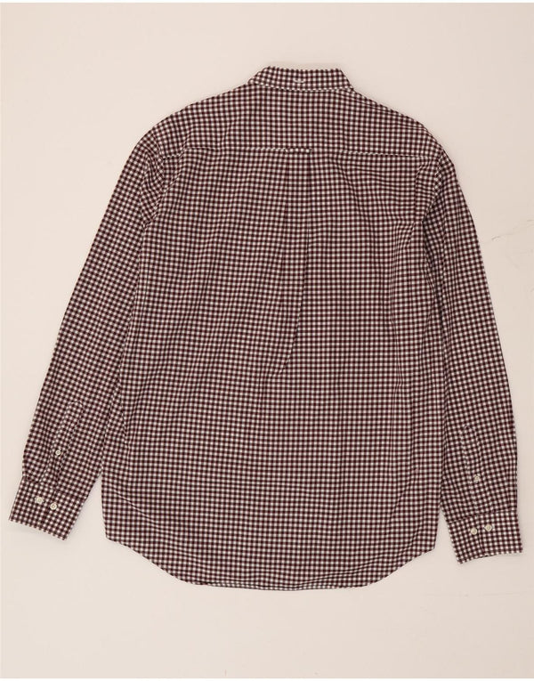 Gant Mens Shirt Size 41/42 16 1/2 Large Burgundy Gingham Cotton