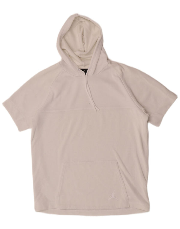 Jordan Mens Hooded T-Shirt Top Medium White Cotton