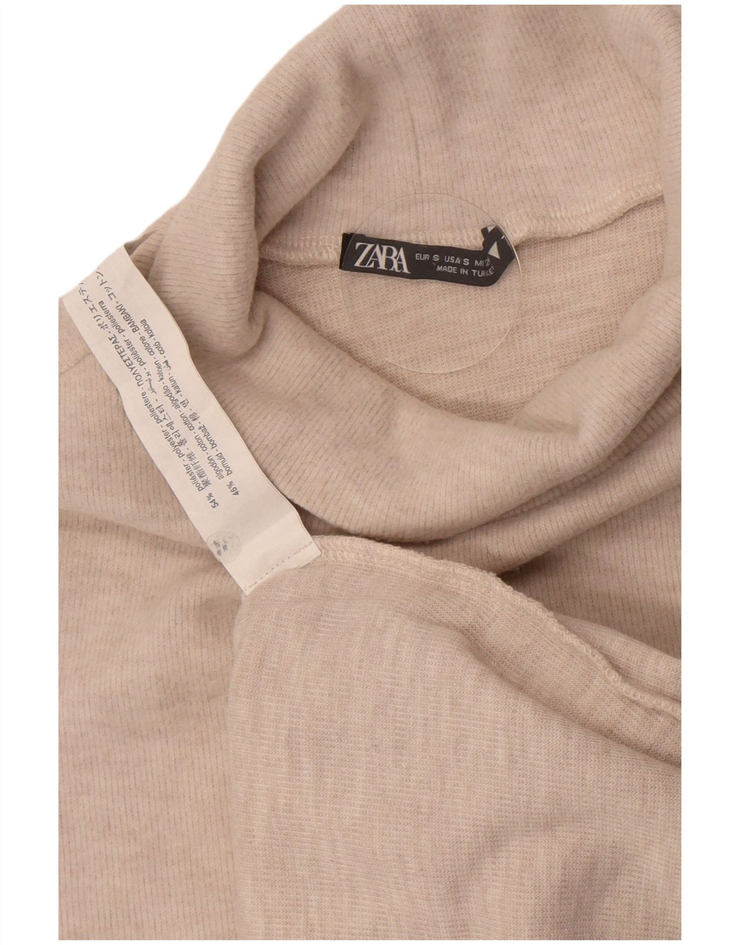 Zara Womens Vest Tank Top UK 8 Small Beige Polyester