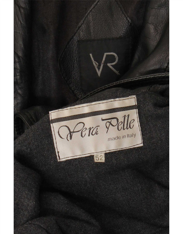 Vintage Mens Leather Coat IT 52 XL Black