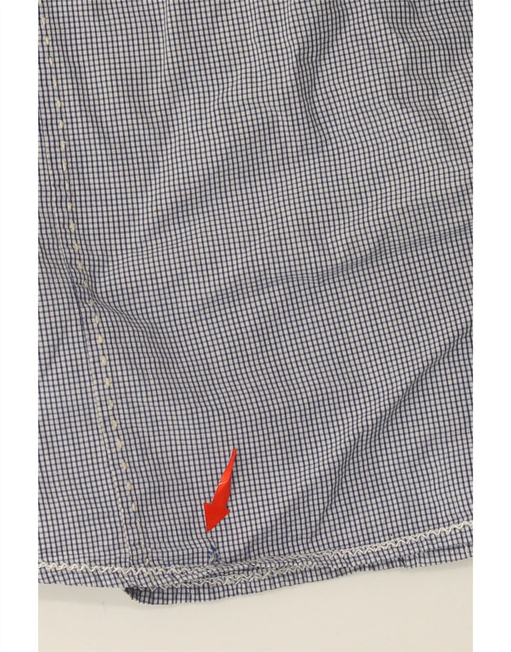 SCOTCH & SODA Mens Short Sleeve Military Shirt Large Blue Gingham Cotton