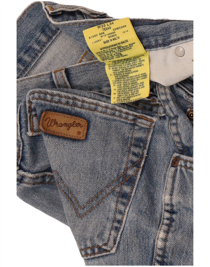 Wrangler Mens Texas Straight Jeans W33 L34 Blue Cotton