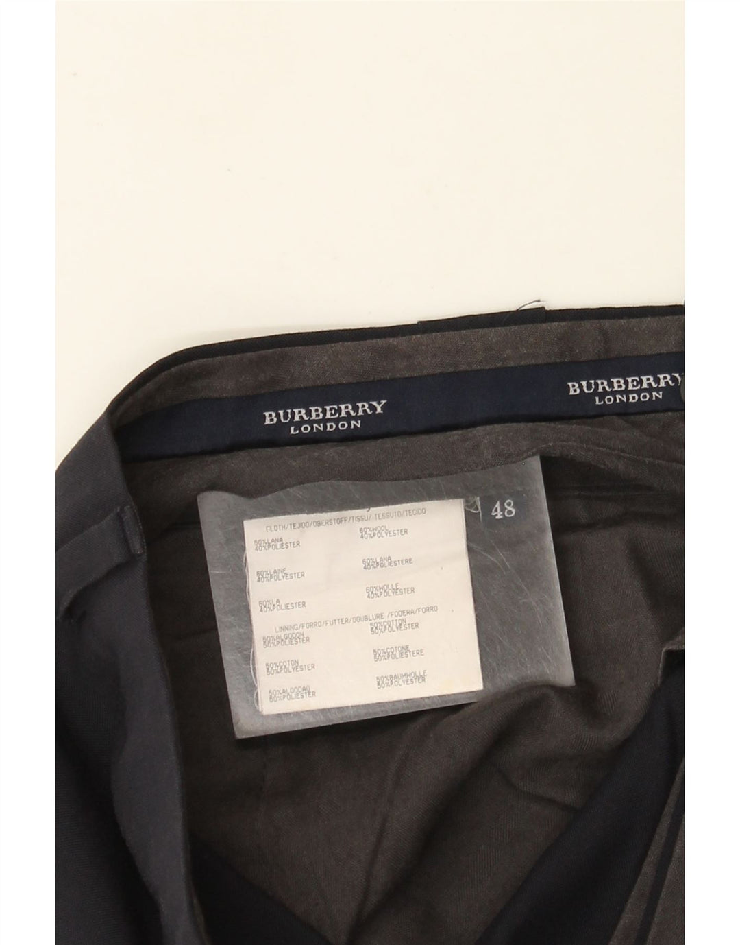 Burberry Mens Pegged Suit Trousers IT 48 Medium W36 L31 Navy Blue Wool