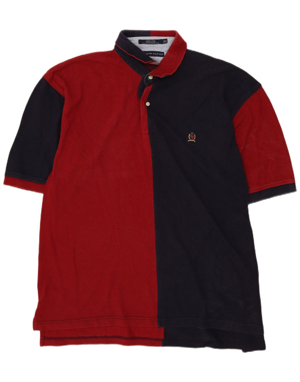 Tommy Hilfiger Mens Rugby Polo Shirt 2XL Navy Blue Colourblock Cotton