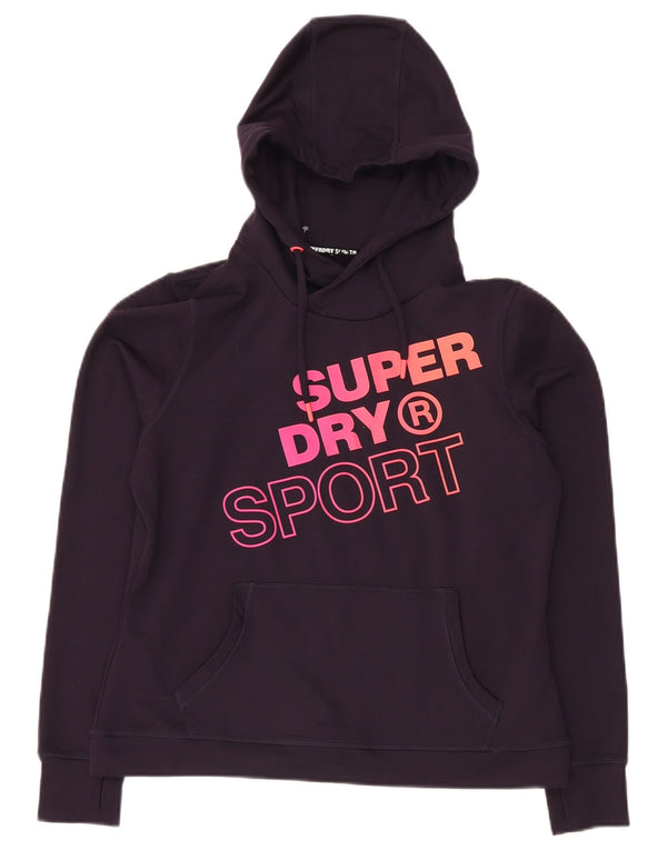 Superdry Womens Graphic Hoodie Jumper UK 12 Medium  Purple Polyester