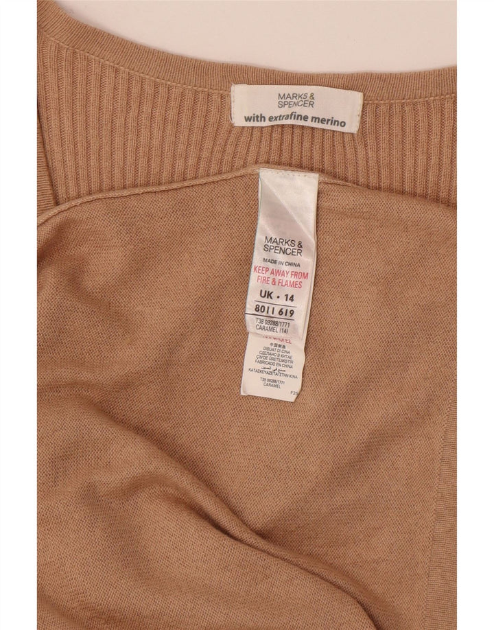 Marks & Spencer Womens Jumper Dress UK 14 Medium Beige Viscose
