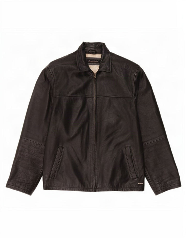 Pierre Cardin Mens Leather Jacket UK 40 Large Black