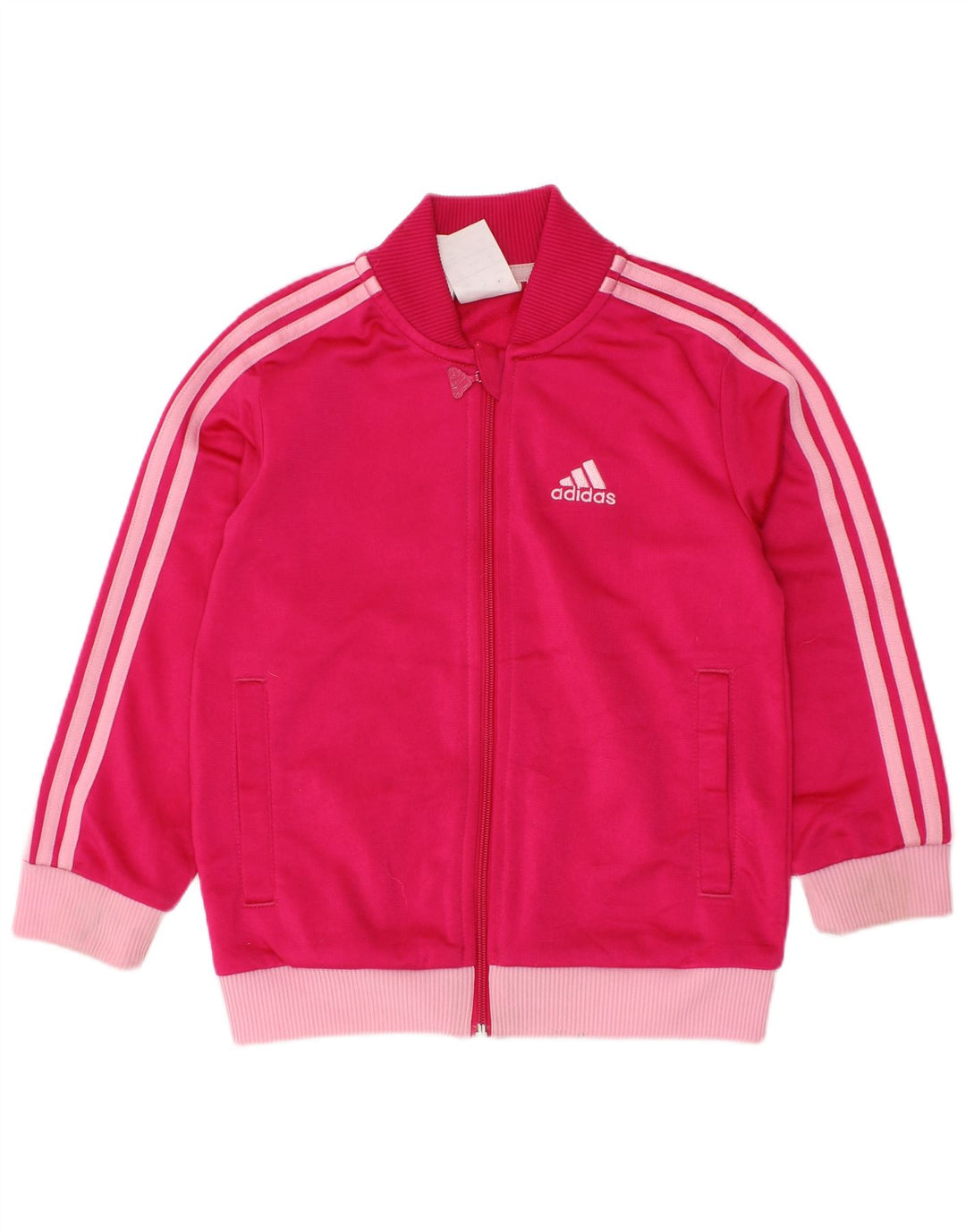ADIDAS Girls Tracksuit Top Jacket 3-4 Years Pink Polyester