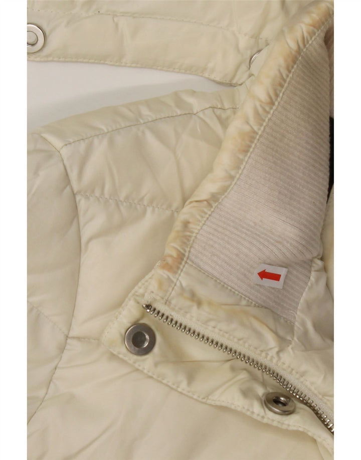 CALVIN KLEIN Womens Hooded Padded Jacket UK 14 Medium Off White Polyester