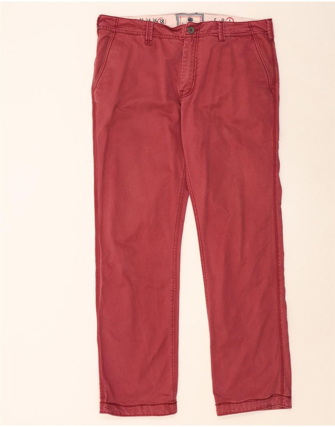 FAT FACE Mens Straight Chino Trousers W38 L33 Red Cotton