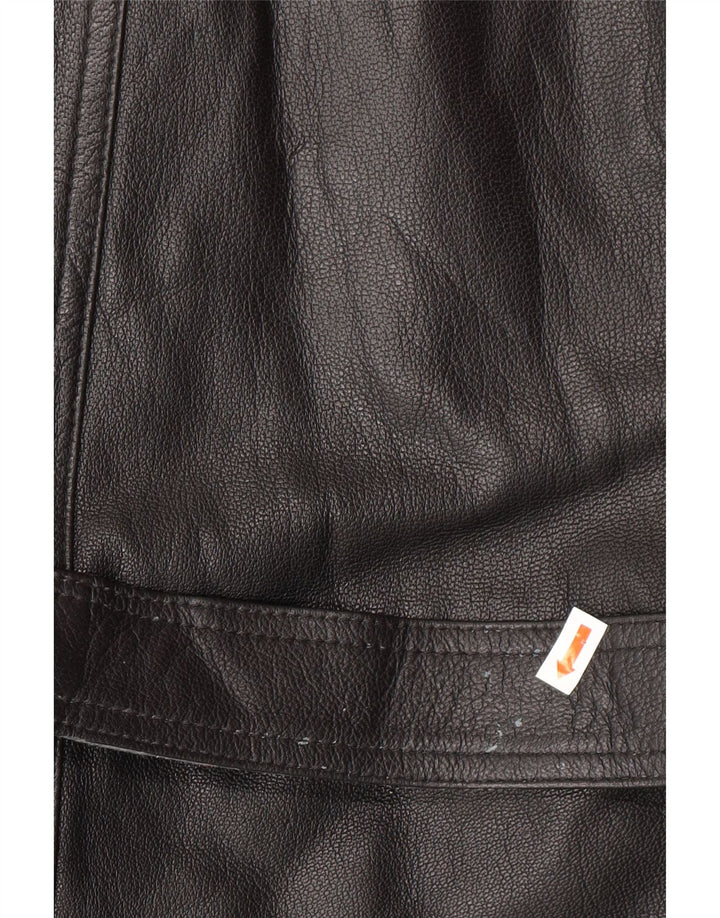 VINTAGE Mens Leather Coat IT 52 XL Black Leather