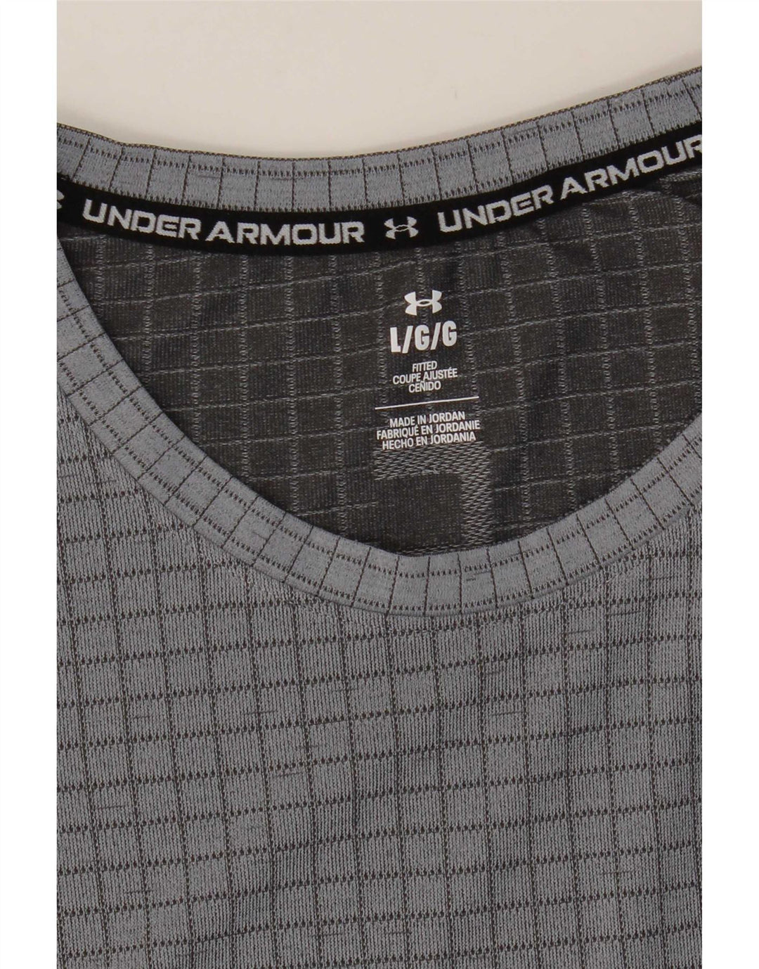 Under Armour Mens T-Shirt Top Large Grey Check