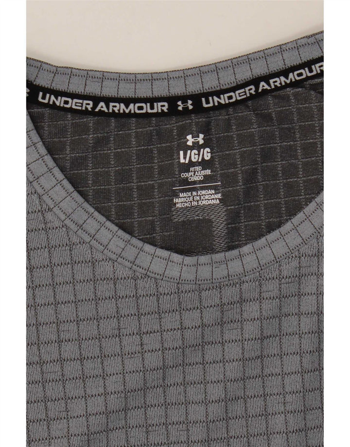 Under Armour Mens T-Shirt Top Large Grey Check