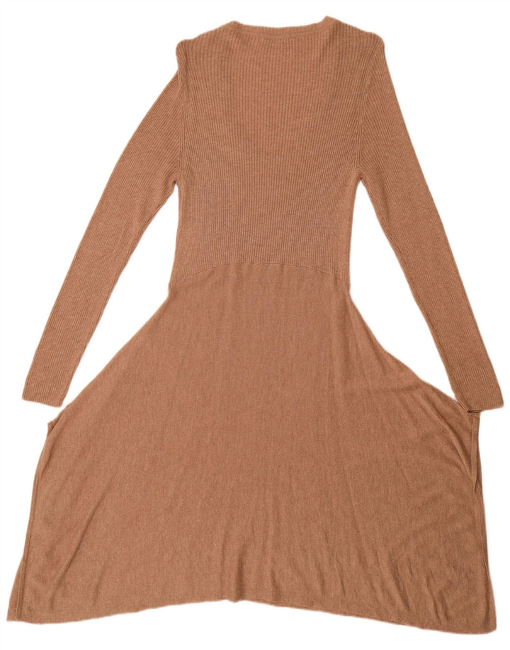 Marks & Spencer Womens Jumper Dress UK 14 Medium Brown Viscose