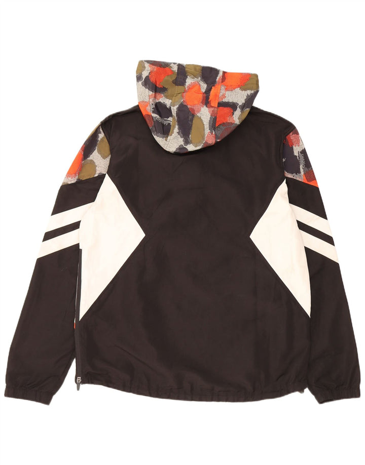 SUPERDRY Mens Hooded Pullover Rain Jacket UK 40 Large Black Spotted