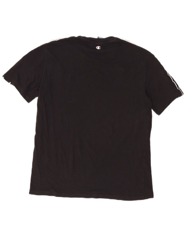 Champion Womens Short Sleeve Graphic T-Shirt Top UK 14 Medium Black