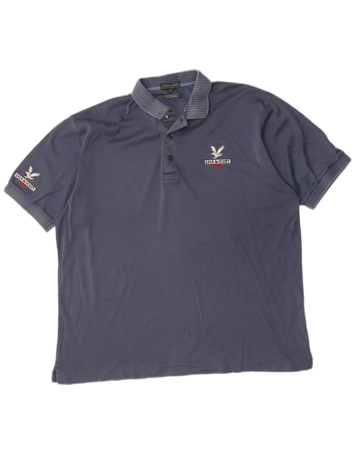 Lyle & Scott Mens Polo Shirt Large Navy Blue Cotton