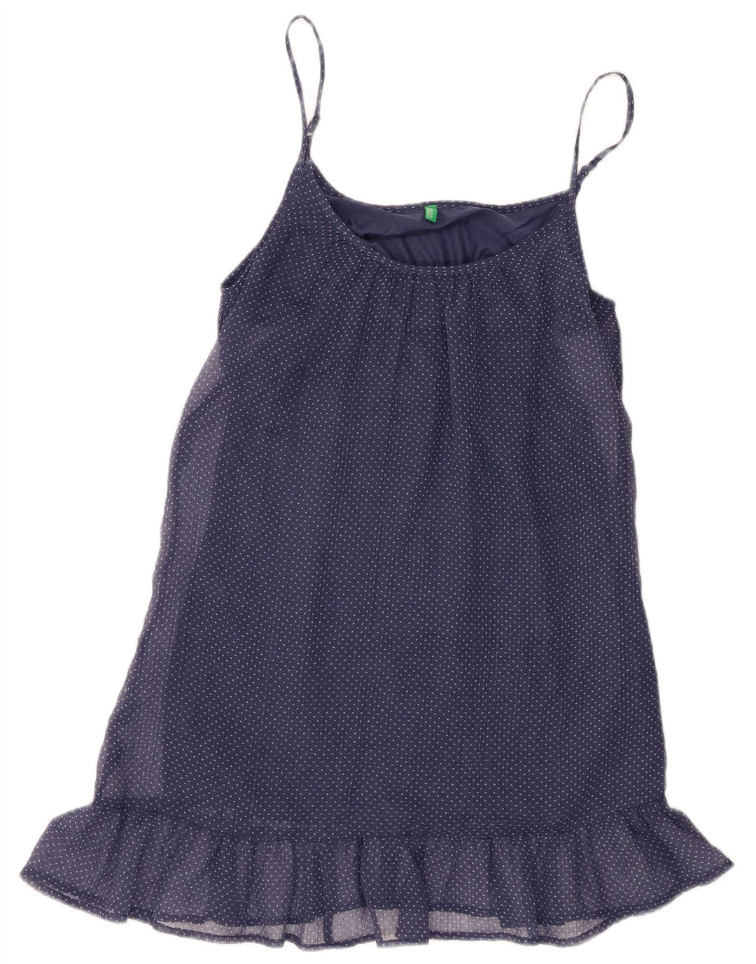 BENETTON Womens Sleeveless Blouse Top UK 6 XS Navy Blue Spotted Polyester