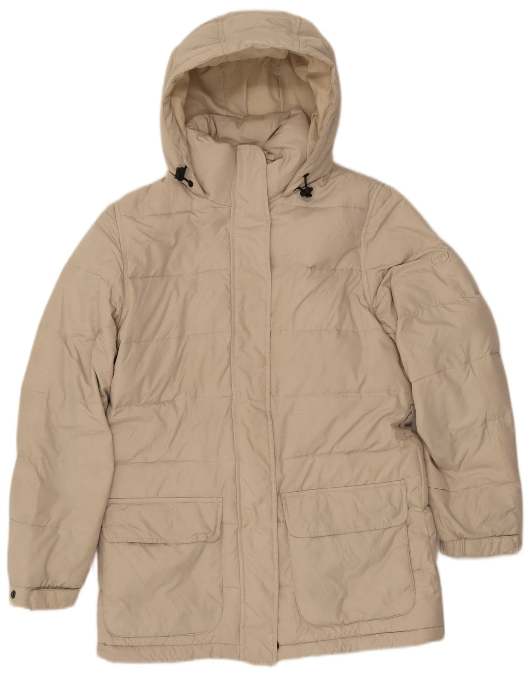 SERGIO TACCHINI Womens Hooded Padded Jacket IT 42 Medium Beige Polyester