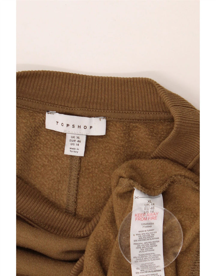 TOPSHOP Womens Oversized Sweatshirt Jumper UK 18 XL Brown Polyester Vintage Topshop and Second-Hand Topshop from Messina Hembry 