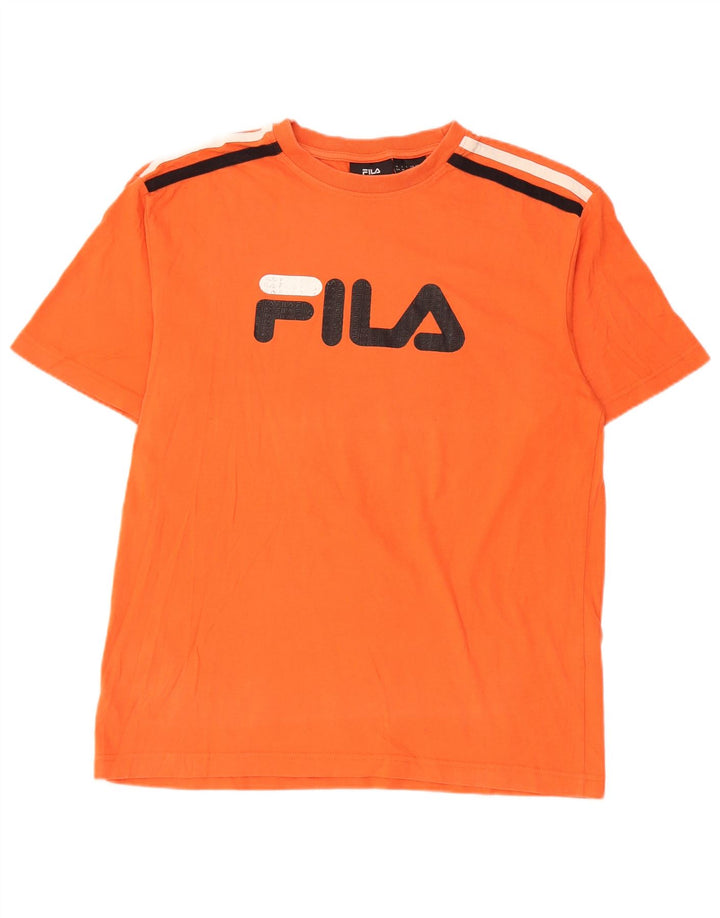 Fila Mens Graphic T-Shirt Top Medium Orange Striped Cotton