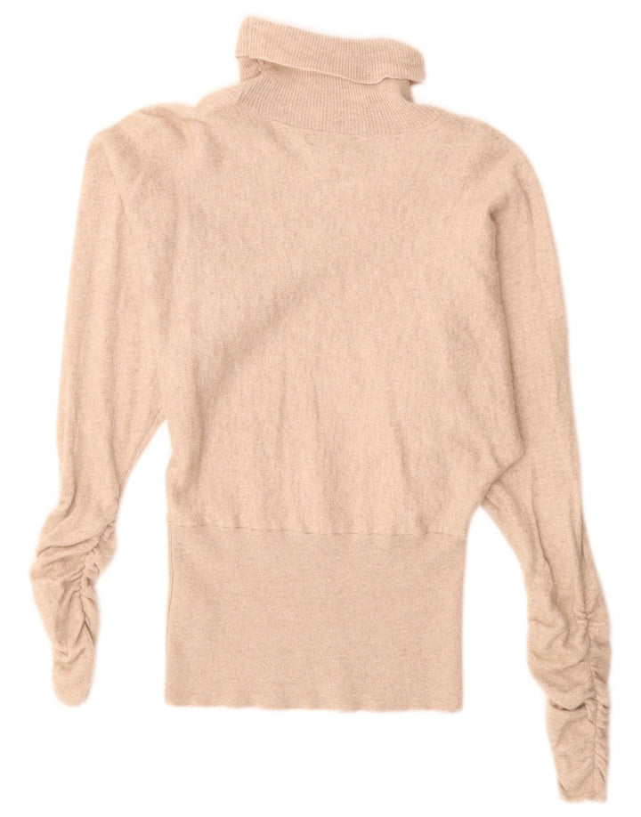 Reiss Womens Batwing Roll Neck Jumper Sweater UK 10 Small Beige Wool