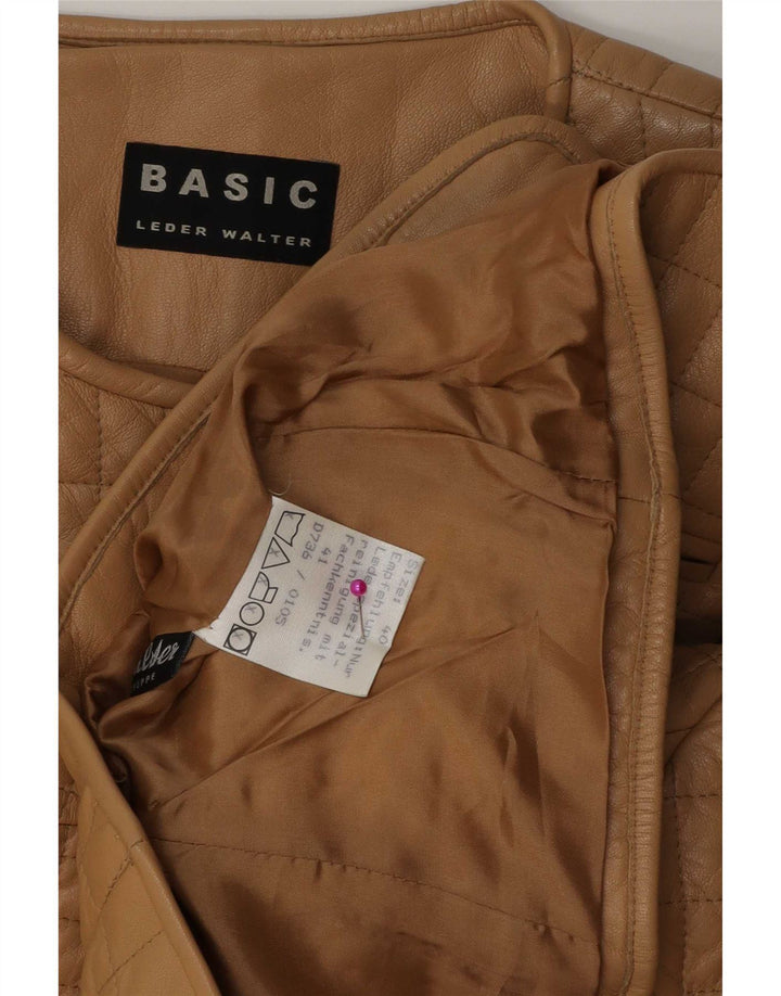 Basic Womens Quilted Leather Jacket IT 40 Small Beige Leather