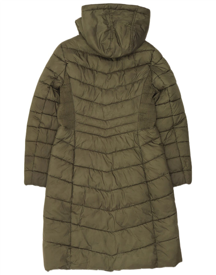Joules Womens Hooded Padded Coat UK 12 Medium Khaki Polyester