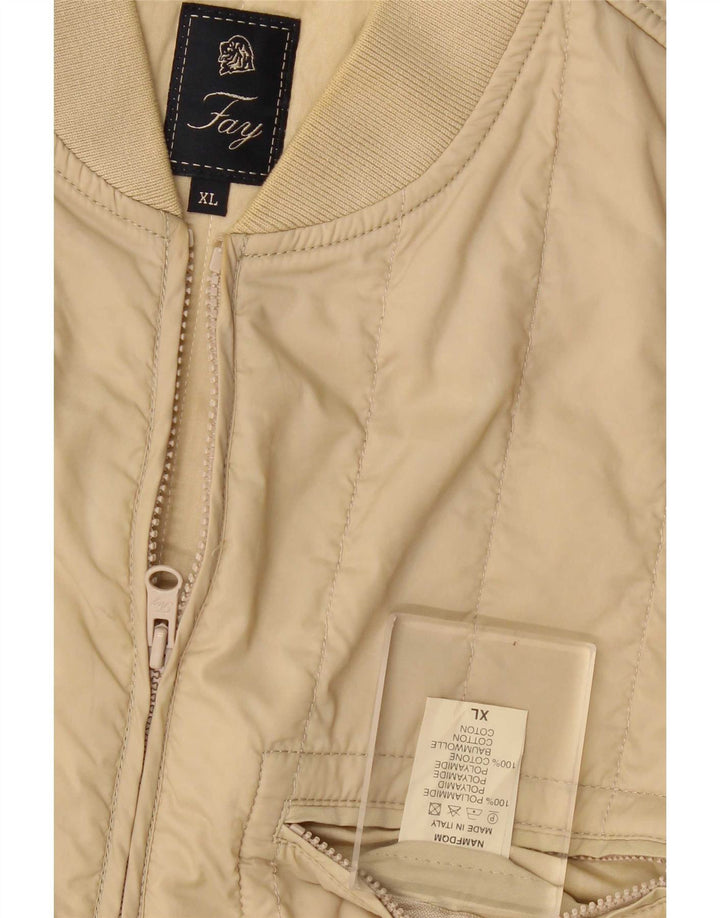 Fay Mens Padded Gilet UK 42 XL Beige Polyamide