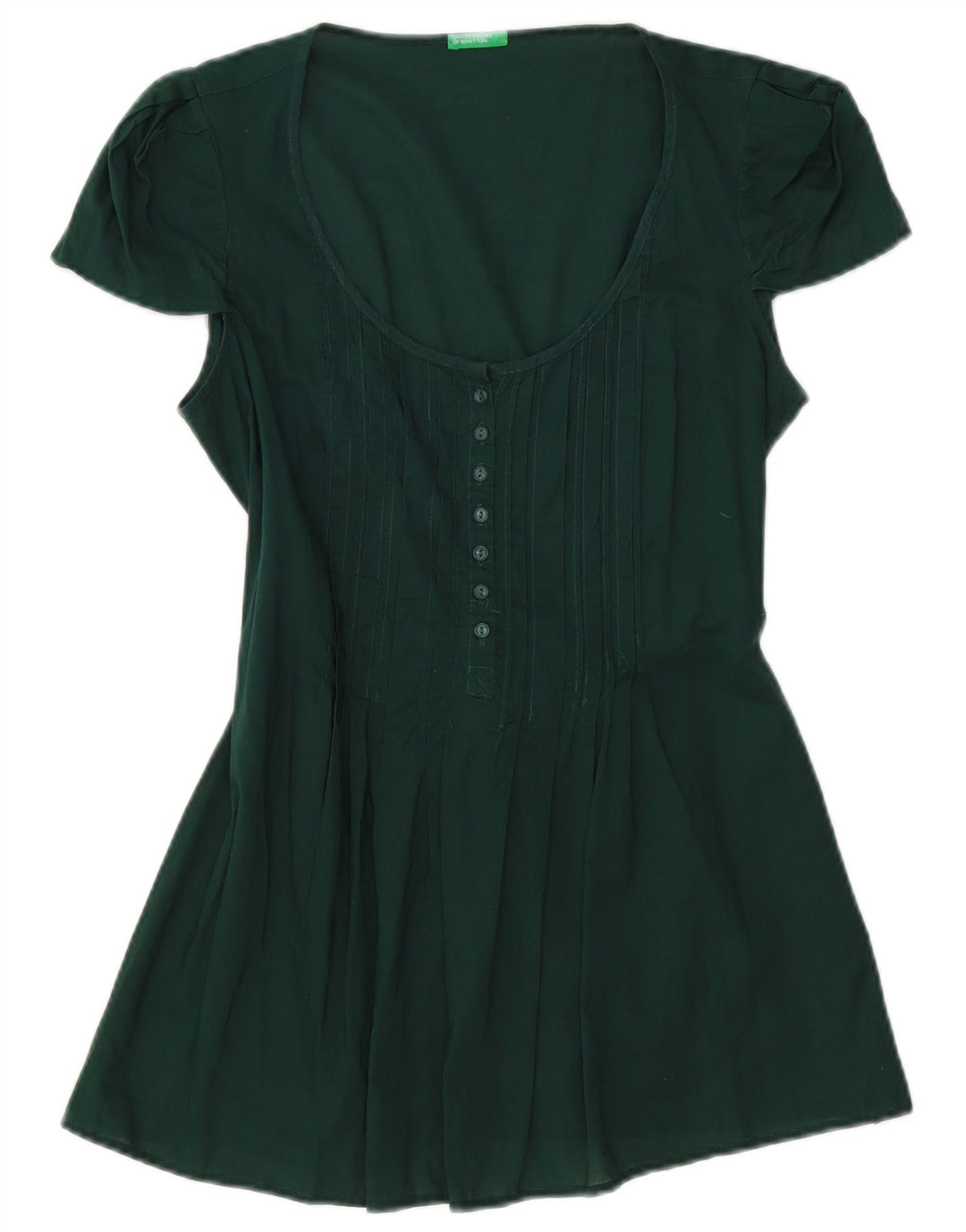 BENETTON Womens A-Line Dress UK 10 Small Green Cotton
