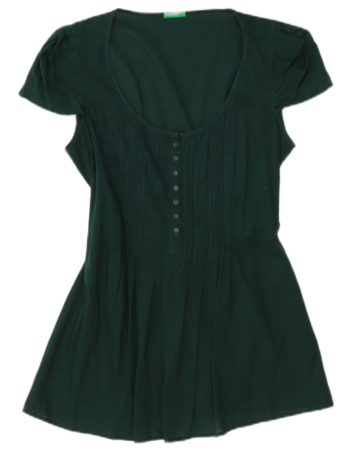 BENETTON Womens A-Line Dress UK 10 Small Green Cotton