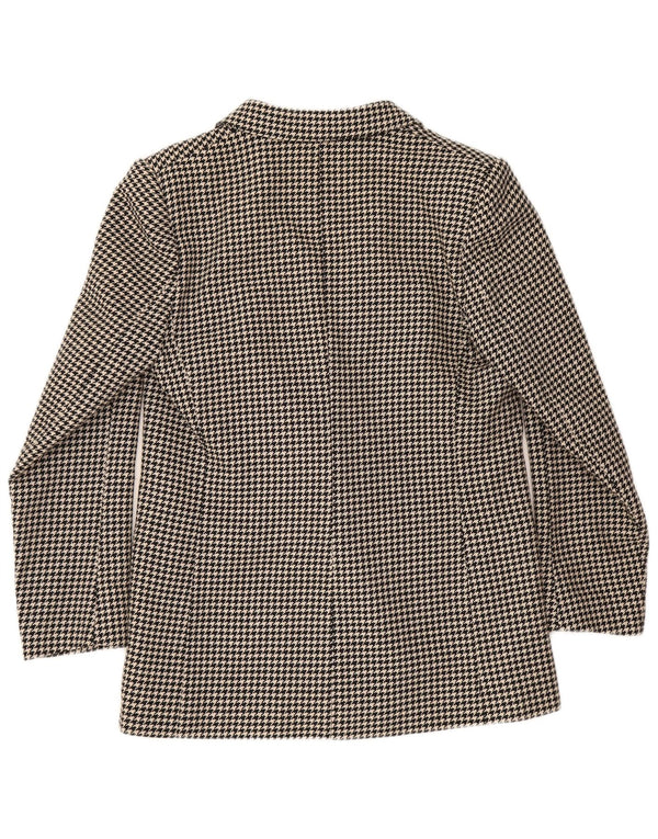 Vintage Womens Double Breasted Blazer Jacket UK 12 Medium Black Houndstooth