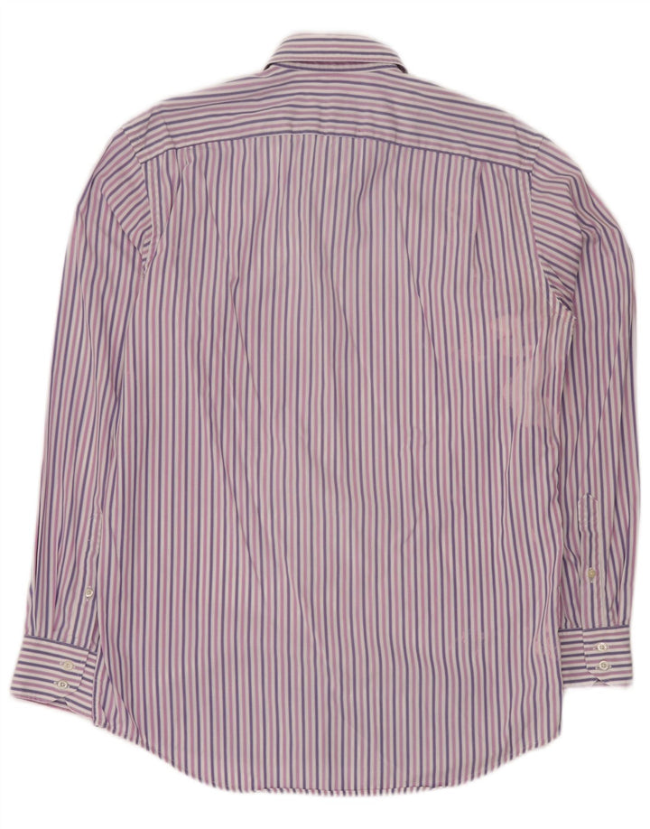 LACOSTE Mens Shirt Size 39 Medium Purple Striped Cotton