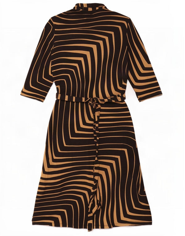 Hobbs Womens 3/4 Sleeve Wrap Dress UK 10 Small Black Striped Viscose