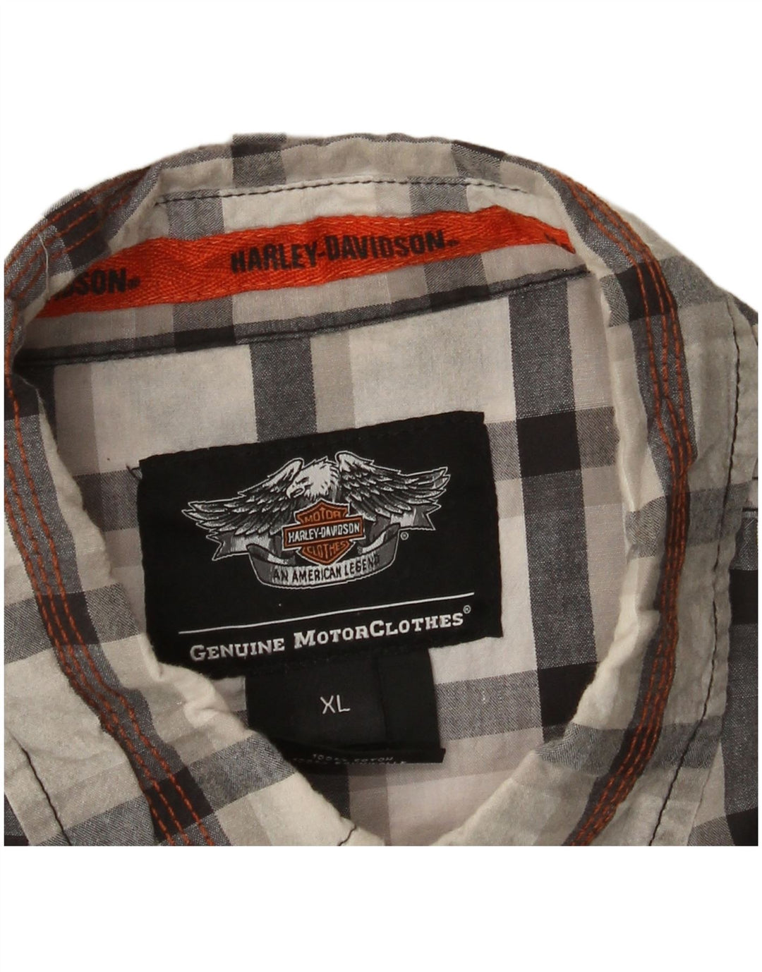 Harley Davidson Mens Graphic Short Sleeve Shirt XL Grey Check Cotton
