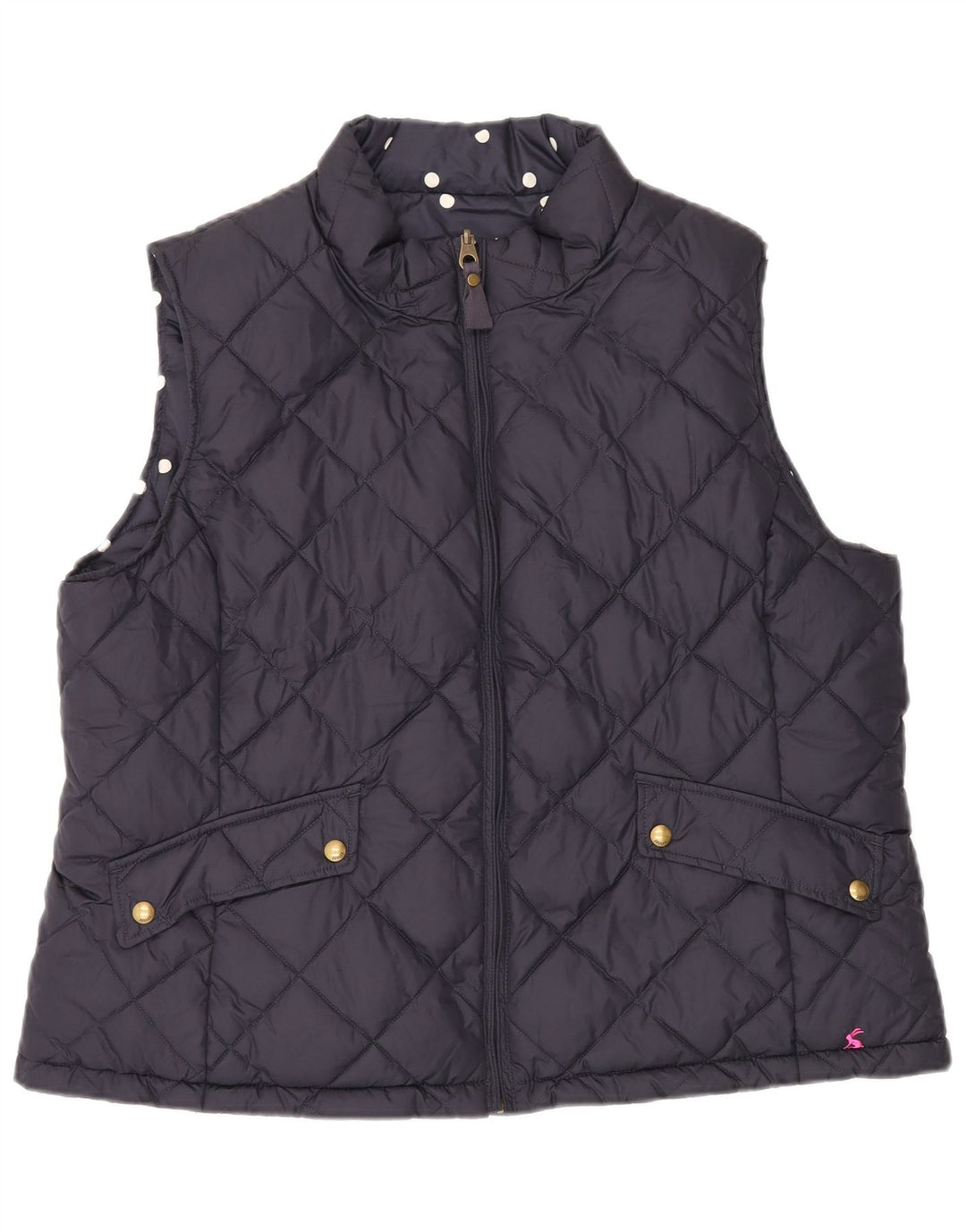 Joules Womens Reversible Padded Gilet UK 20 2XL Navy Blue Polyester