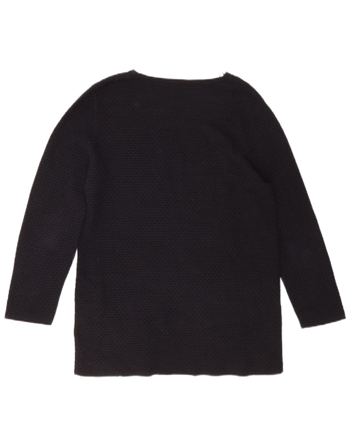 Cos Womens Top 3/4 Sleeve UK 10 Small Black Cotton