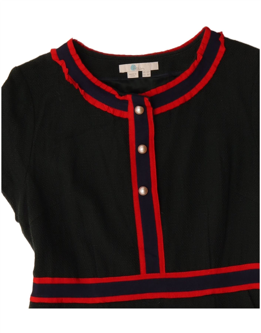 BODEN Womens Short Sleeves Sheath Dress UK 12 Medium Green Cotton